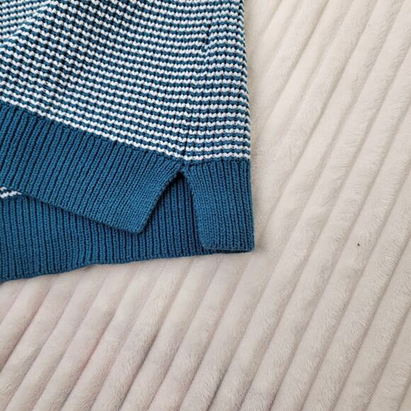 Ann Taylor Loft Teal White Knit Sweater Tank Women’s Small P Dark Academia - Picture 10 of 10